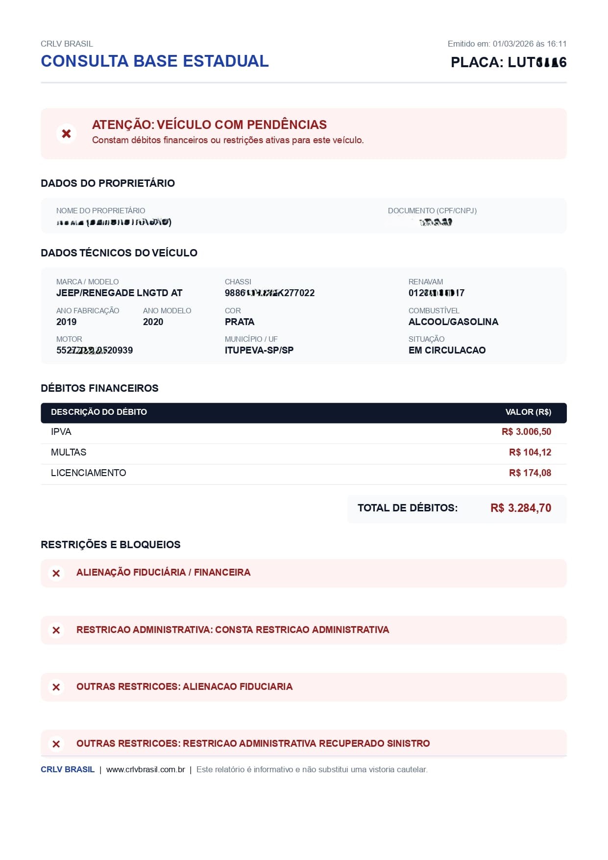 Exemplo da Consulta Base Estadual